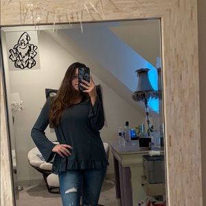 Blue lace long sleeve shirt